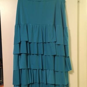Turquoise Layered Ruffle Skirt XL
